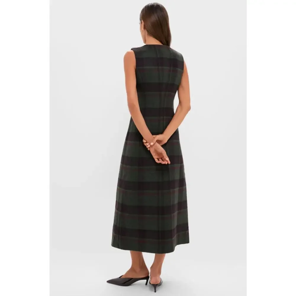 Tuckernuck Forest Plaid Wool Rhoda Midi Dress Sleeveless Classic Fall Winter - Picture 5 of 16